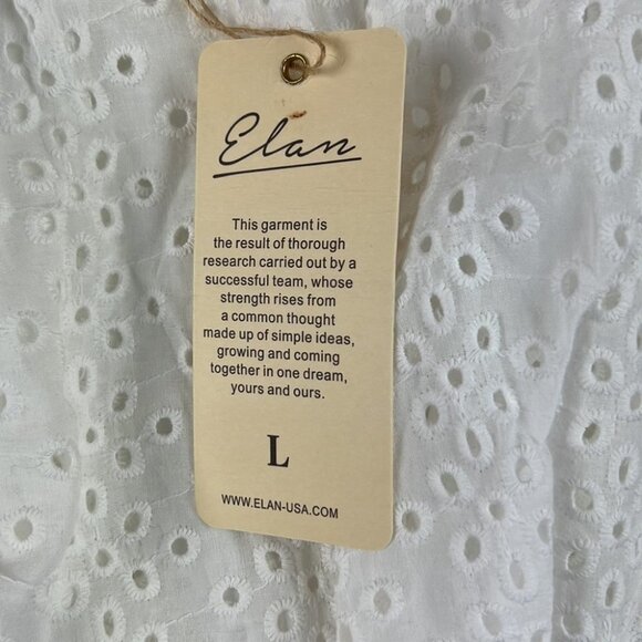 Elan Halter White Eyelet Tank Top - Picture 3 of 9